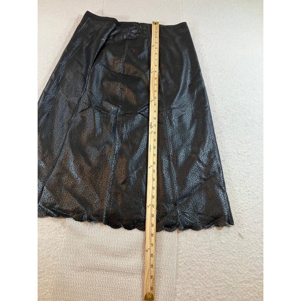 Premise Studio Black Mesh Laser Cut Scalloped Midi Skirt Size 10 NWT - Picture 7 of 7
